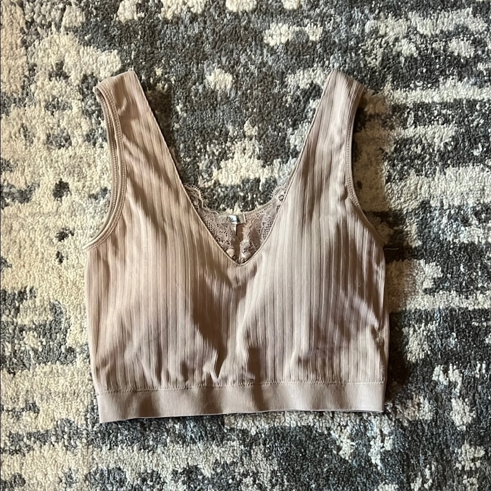 Buckle Taupe Ribbed Crop Top